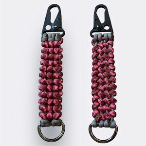 Paracord Keychain Handmade USA NEW Pink Burgundy Gray Black Silver